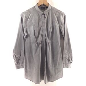 New York & Company Womens Tunic Shirt Size M Gray Empire Waist Long Sleeve
